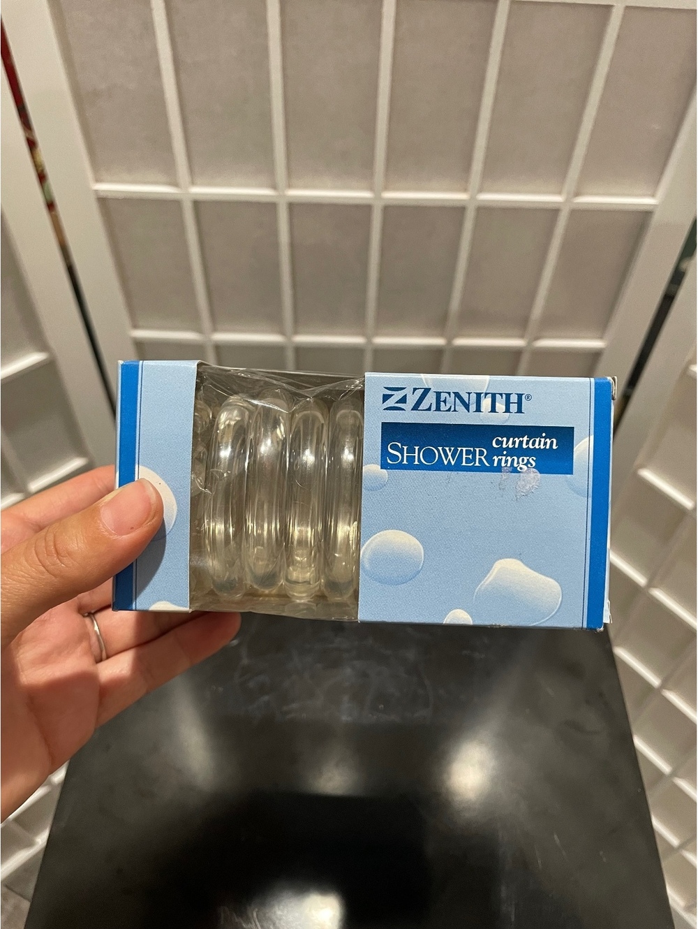 Vintage clear plastic shower curtain rings